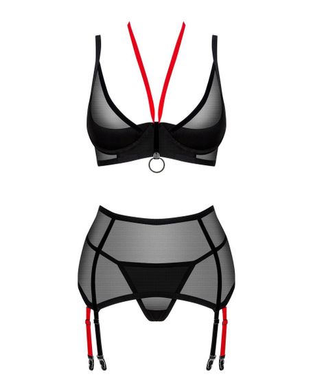 Комплект полупрозрачный XS/S Glandez Obsessive, 3 предмета, черный sexstyle | Зображення 2