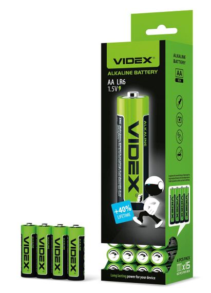 Батарейка лужна Videx LR6/AA 4шт SHRINK | Зображення 2