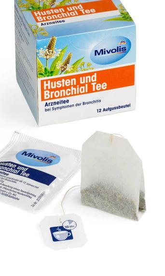 Чай Mivolis Husten und Bronchial Tee 12 пакетиків – для здоров’я бронхів та полегшення кашлю | Зображення 1