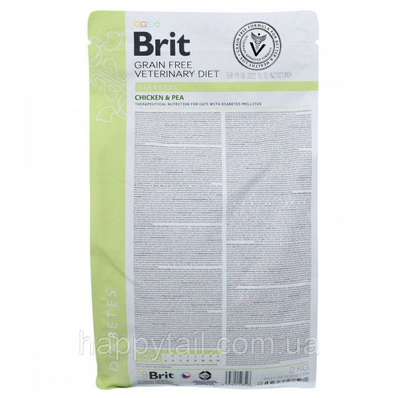 Корм сухий Brit Grain Free VetDiet Cat Diabetes для котів з цукровим діабетом беззерновий з куркою та горохом 2 кг | Зображення 4