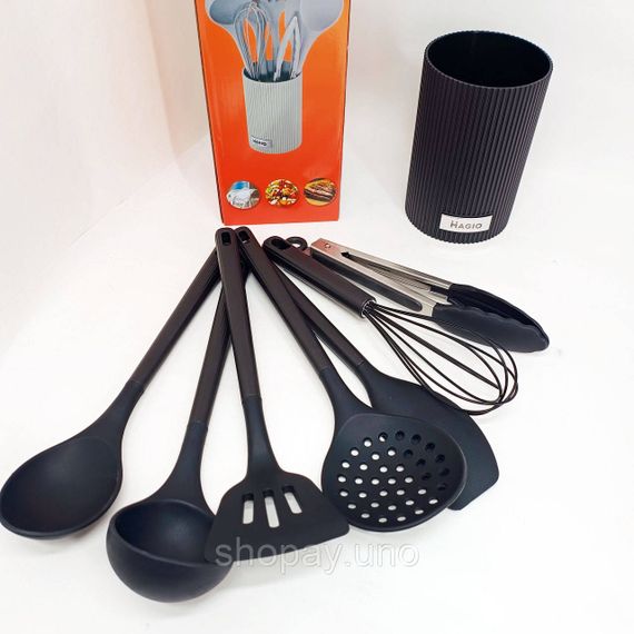 Набор кухонных принадлежностей для хозяйки MAGIO, Набор нейлоновых ложек удобный поварской KB-85 | Зображення 3