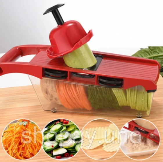 Овочерізка - мультислайсер Mandoline Slicer 6 in 1 · Тертка – шатківниця для овочів та фруктів з контейнером | Зображення 3