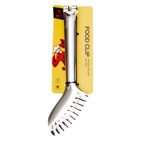 Щипці кухонні металеві 23×4 (см) кулінарні щипці для м'яса, риби, гриля кухарські щипці Сріблястий HP-8-65 | Зображення 4