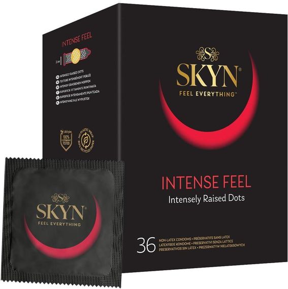 Безлатексні преміум-презервативи SKYN Intense Feel 36 шт, точковий рельєф Sex Aura