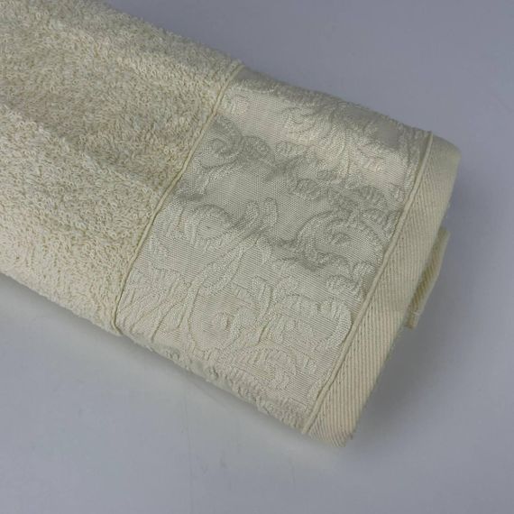Рушник для обличчя махровий Febo Vip Cotton Botan Туреччина 6399 молочний 50х90 см | Зображення 6