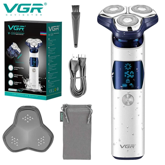 Електробритва VGR V-328 - роторна, водонепроникна, LED-дисплей, бездротова | Зображення 1