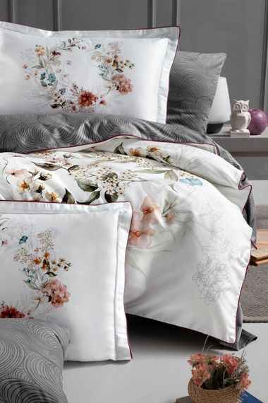 Постельное белье La Romano Premium Satin 200×220 Floral Grey | Зображення 1
