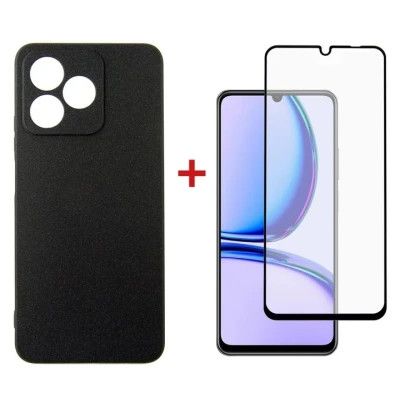 Чехол для мобильного телефона Dengos Kit for Realme C53 case + glass (Black) (DG-KM-47)