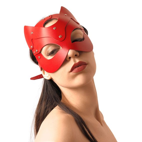 Маска кішечки з натуральної шкіри Art of Sex Cat Mask, Червоний, One Size, ONE SIZE | Зображення 3