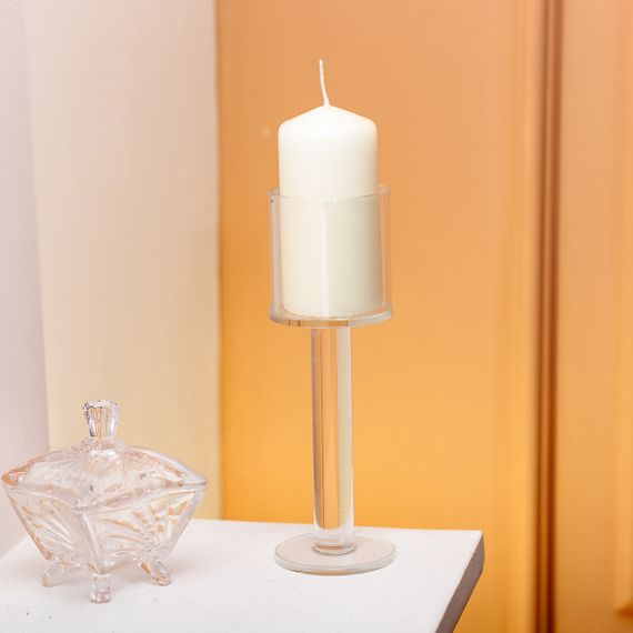 Подсвечник стеклянный на высокой ножке 6×18.5 см подсвечник бокал декоративный прозрачный | Зображення 2