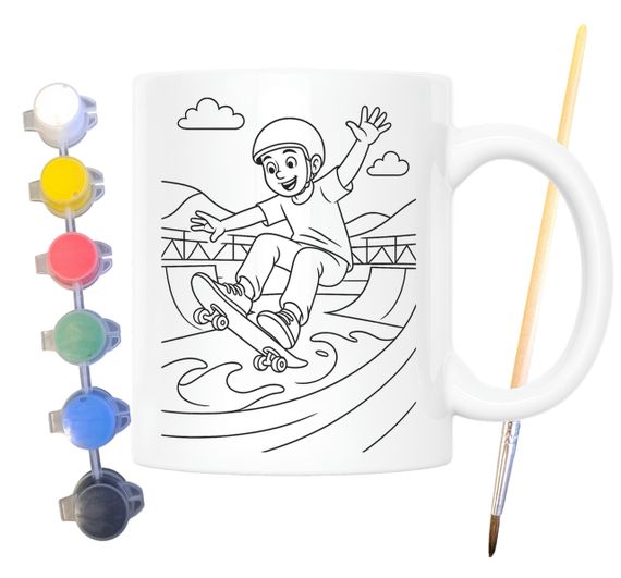 Набор для творчества кружка раскраска Скейтер 330 мл белая (КР0165) | Зображення 1