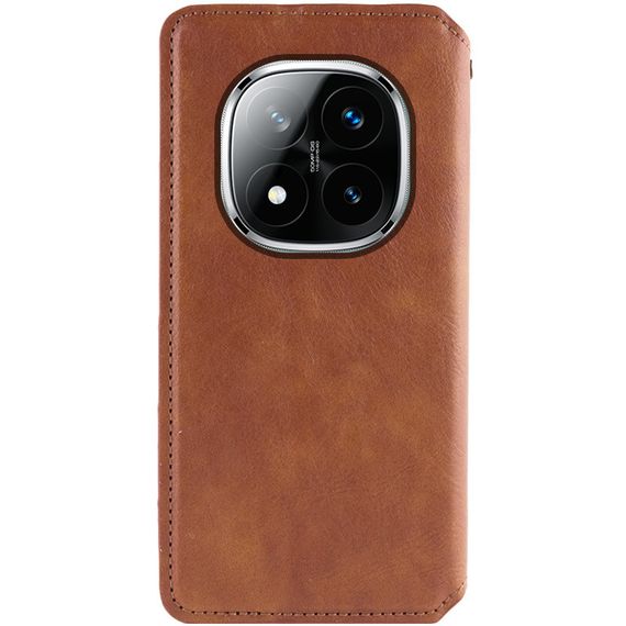 Шкіряний чохол-книжка GETMAN Cubic (PU) для Xiaomi Redmi Note 14 Pro 5G / 14 Pro+ Коричневий | Зображення 1