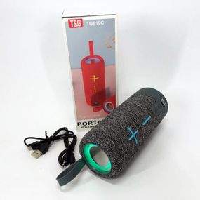 Портативная Bluetooth колонка TG619C FM-радио USB/TF с ремешком, Блютуз колонка с подсветкой. Цвет: серый