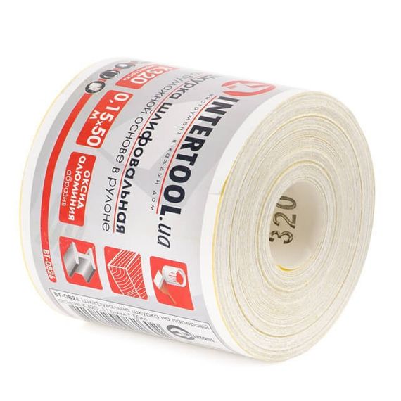 Шліфувальна шкурка на паперовій основі К320, 115мм * 50м INTERTOOL BT-0826 | Зображення 1