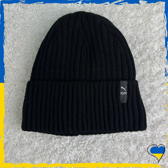 Шапка на флисе Puma пума. Шапка универсальная брендовая. Теплая однотонная | Зображення 2