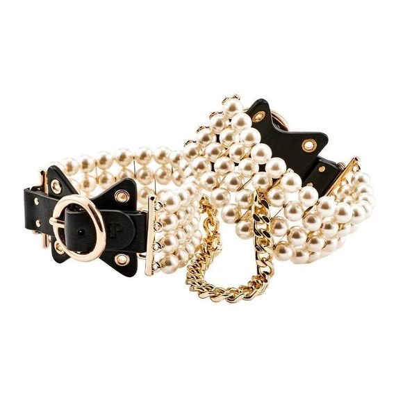 Наручники Guilty Pleasure Allure з перлами, чорно-золоті Sex Aura | Зображення 4