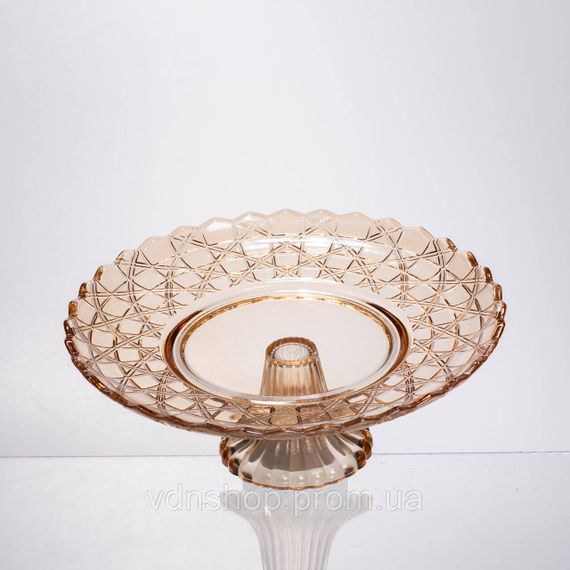 Фруктовниця скляна на ніжці Ø29 (см) кругла ваза цукерниця для фруктів Коричневий 64486-20 | Зображення 1