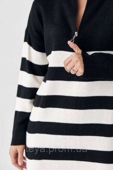 В'язане плаття oversize в смужку колір чорний FL_000893 | Зображення 3