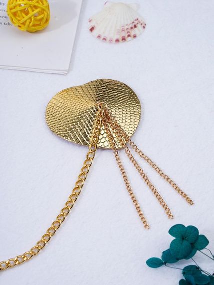 Пестис-сердечка з пензликами та чокером JSY Nipple Sticker RT236114 Golden Sex Aura | Зображення 2