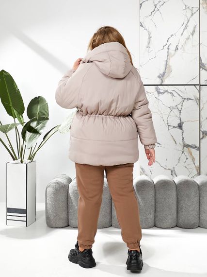 Женская теплая зимняя куртка на кулиске с капюшоном NB24035 цвет мокко размер 46/48 | Зображення 5