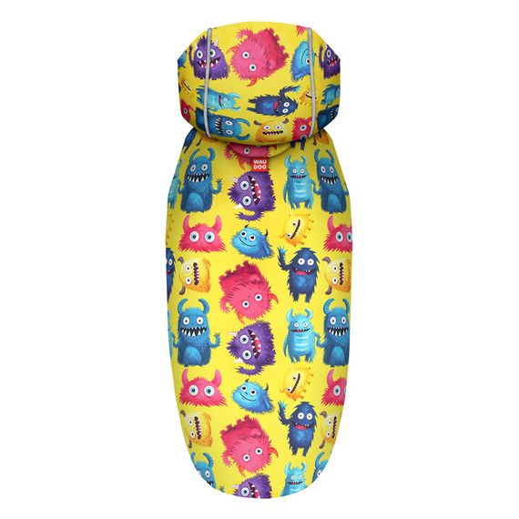 Дощовик-накидка з капюшоном для собак WAUDOG Clothes, малюнок "Мохнаті монстри",L, А 48-52 см, B 60-70 см, С | Зображення 2