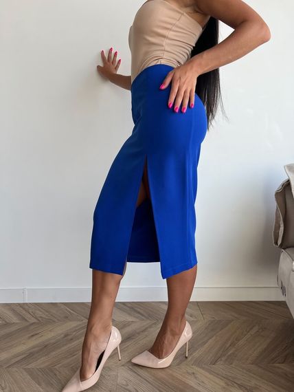 Женская юбка миди с разрезом на ноге NA983 размер 42/44, цвет синий | Зображення 2