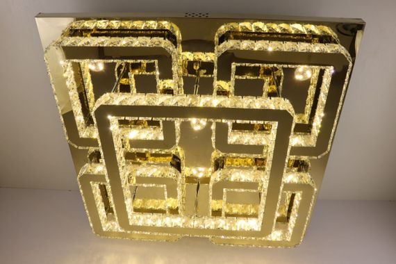 Люстра стельова кришталева LED з пультом 25664 Золото 17х80х80 см. | Зображення 2