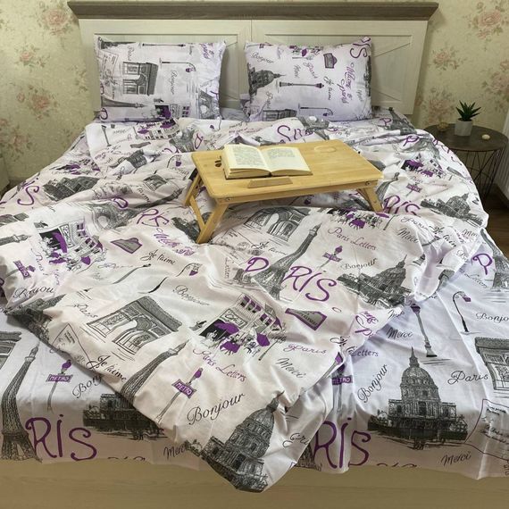 Постільна білизна євро париж фіолетовий