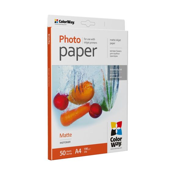 Фотопапір ColorWay A4 190г Matte 50ст. (PM190050A4) | Зображення 1