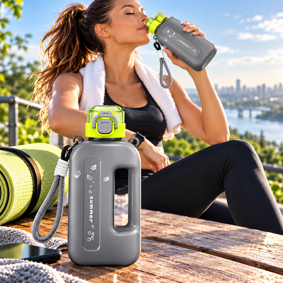 Спортивная бутылка для воды SUMMER 750 мл - многоразовая из эко-пластика BPA-free, герметичная крышка, черный градиент | Зображення 5