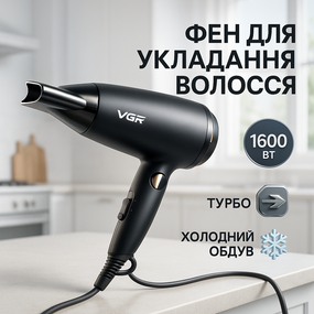 Фен для красивої укладки волосся, Фен для ефективного укладання волосся Професійний оригінал HB-52