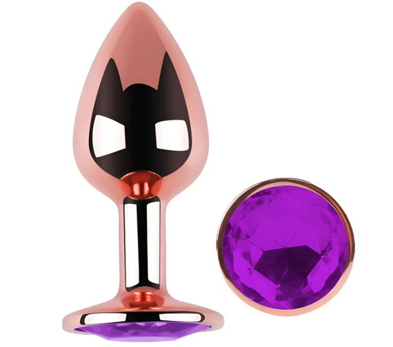 Анальна пробка із кристалом EGZO - Rose Gold Round Plug Purple size S Sex Aura | Зображення 1