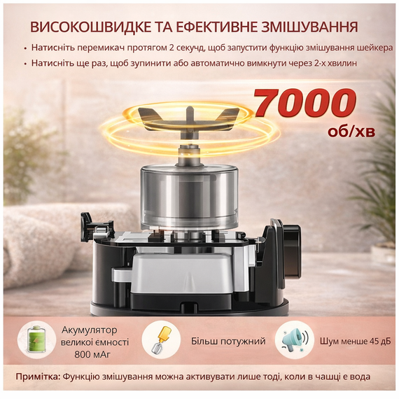 Электрический шейкер 500 мл с USB-зарядкой для протеина и коктейлей - Красный | Зображення 8