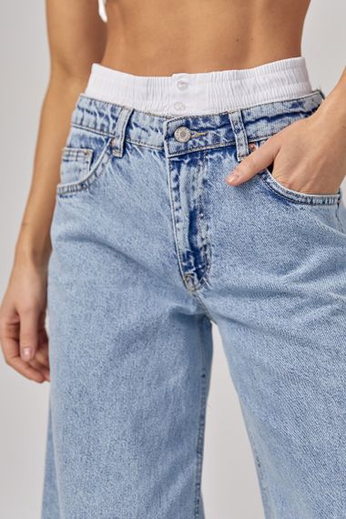 Джинсы wide leg с двойным поясом - джинс цвет, 40р (есть размеры) | Зображення 3