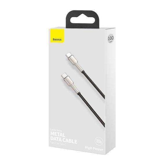 Дата кабель USB-C to USB-C 1.0m 100W metal black Baseus (CATJK-C01) | Зображення 3
