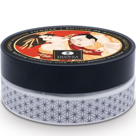 Вкусная пудра для оральных ласк Shunga Body Powder Sparkling Strawberry Wine, 75 г, аромат клубники | Зображення 2