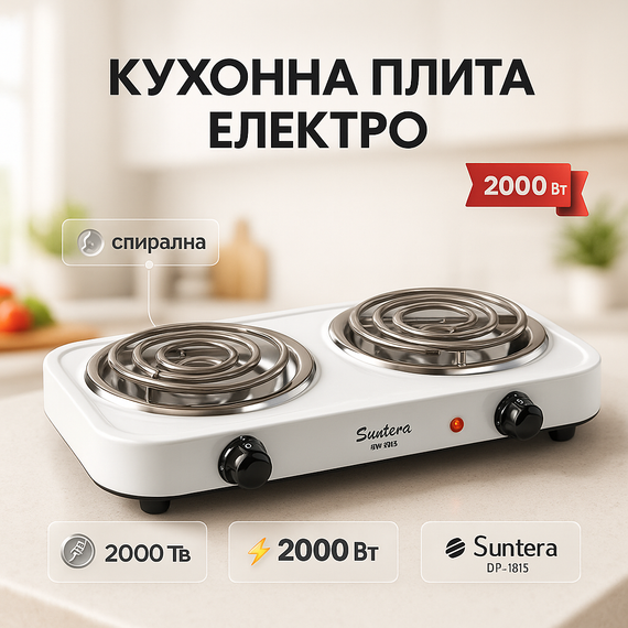 Настільні плити для дому Suntera, Портативна електрична електроплита, Плита для любителів готувати FB-94