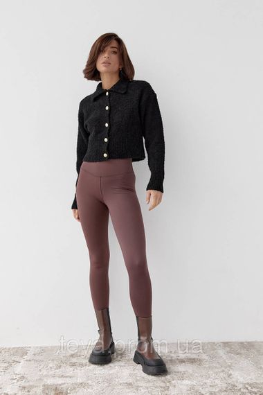 Женские теплые лосины с широким поясом цвет коричневый FL_000809 | Зображення 5