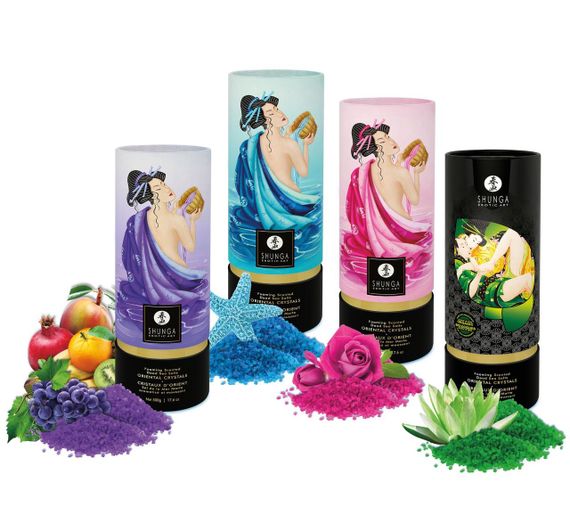 Пенящаяся соль для ванны Shunga Dead Sea salt Oriental Crystals — Exotic Fruits (500 г), соль Мертво | Зображення 5