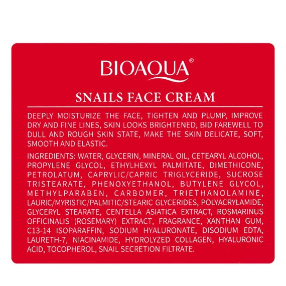Крем для обличчя Bioaqua Snails Face Cream з муцином равлика, 50 мл | Зображення 1