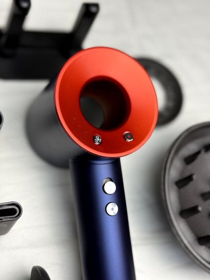 Фен Super Hair Dryer синій з червоним з іонізацією та турборежимом 5 насадок | Зображення 6
