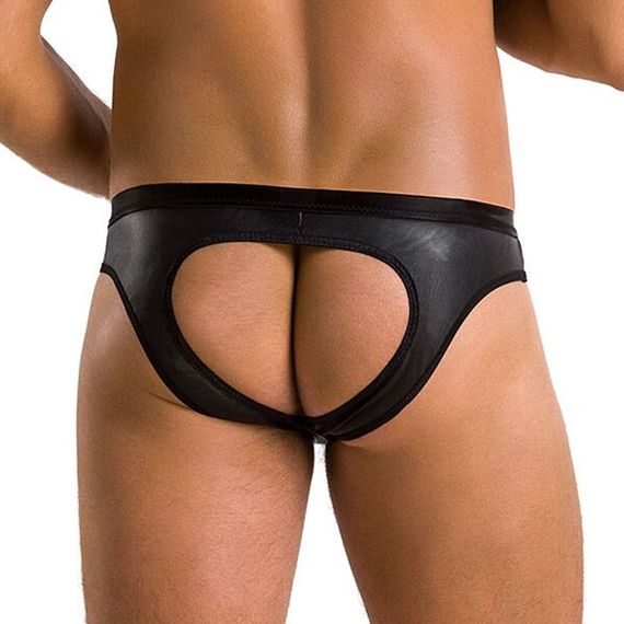 Чоловічі сліпи з вирізами Passion 041 SLIP JOE L/XL Black, екошкіра, відкриті сідниці | Зображення 1