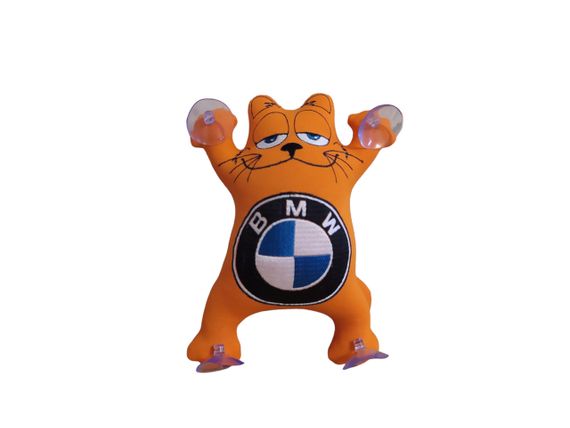 Іграшка кіт Саймона у машину з вишивкою BMW бмв помаранчевий автомобілісту 02238 | Зображення 1