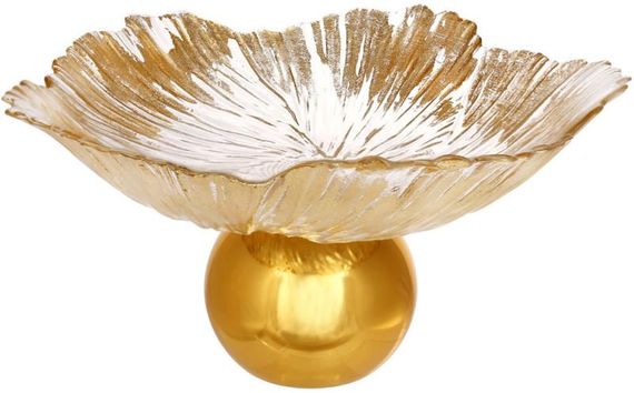 Фруктівниця (цукерниця) скляна "Gold Flower" Ø32х18см