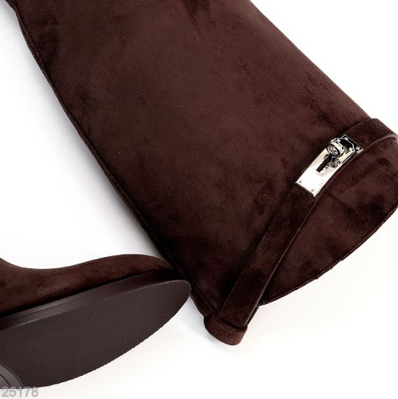 Шикарні хітові замшеві чоботи жокейки єврозима колір Шоколад | Зображення 6