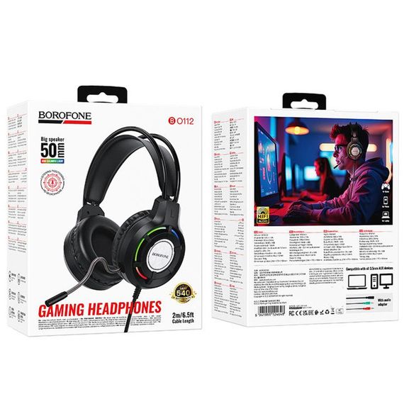 Накладні навушники Borofone BO112 Wave 3.5mm+USB Black | Зображення 5