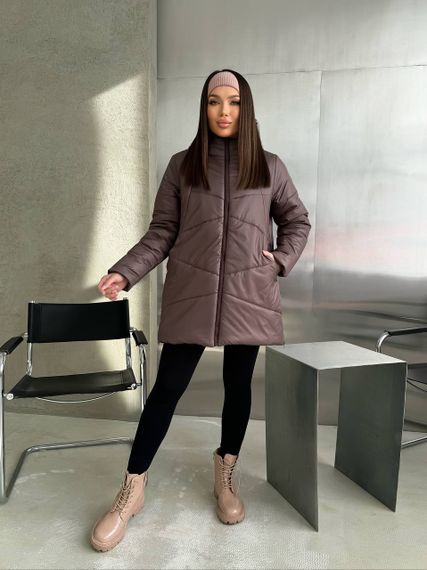 Женская теплая зимняя куртка с капюшоном NB23053 размер 50/52 цвет коричневый | Зображення 2