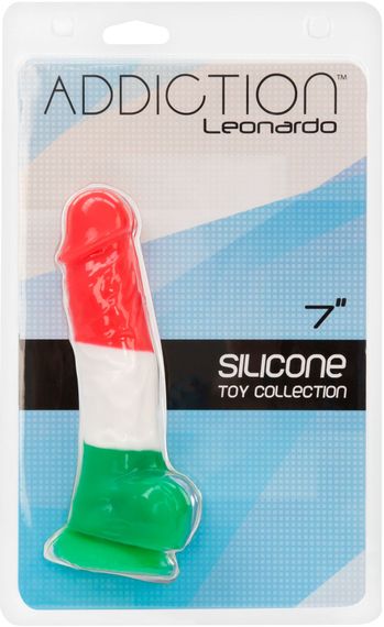 Кольоровий фалоімітатор ADDICTION - LEONARDO - 7 "- 3 COLOURS, 17,8 см, силікон, вібропуля в подарун | Зображення 4