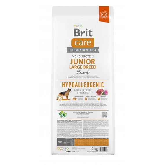Корм сухий Brit Care Dog Hypoallergenic Junior Large Breed для молодих собак великих порід гіпоалергенний з ягням 12 кг | Зображення 3