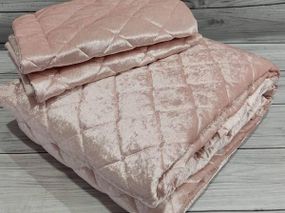 Покрывало (250х260см) с наволочками (50х70см) Miss Bella Lizbon pudra Велюр